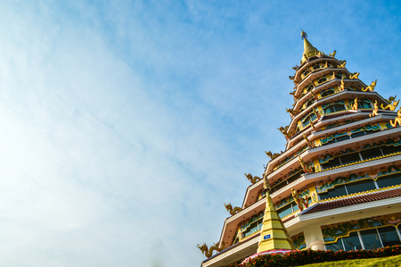 Chiang Rai, Thailand - March 30, 2017: Huai Pla Kung Temple, a traditional Chinese-styled pagodaのeditorial素材