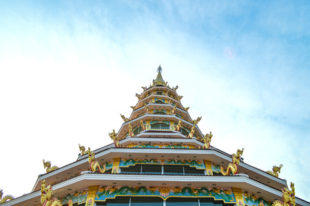 Chiang Rai, Thailand - March 30, 2017: Huai Pla Kung Temple, a traditional Chinese-styled pagodaのeditorial素材