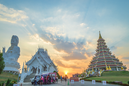 Chiang Rai, Thailand - March 30, 2017: Huai Pla Kung Temple, a traditional Chinese-styled pagodaのeditorial素材