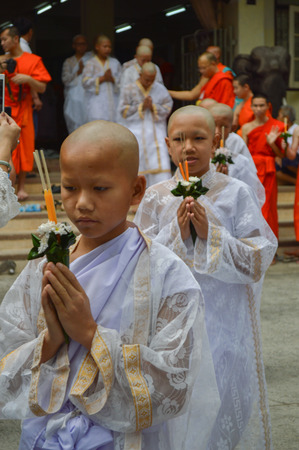 Chiang Rai, Thailand - April 1, 2017 : Ordination ceremony at Wat Phra Keawのeditorial素材