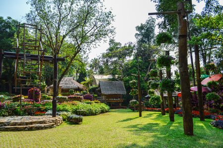 Chiang Rai, Thailand - April 6, 2017 : Doi Tung Royal Villa, The Mae Fah Luang Gardenのeditorial素材