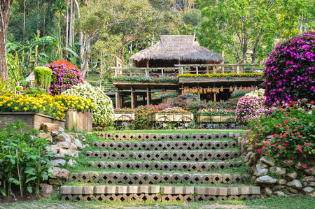 Chiang Rai, Thailand - April 6, 2017 : Doi Tung Royal Villa, The Mae Fah Luang Gardenのeditorial素材