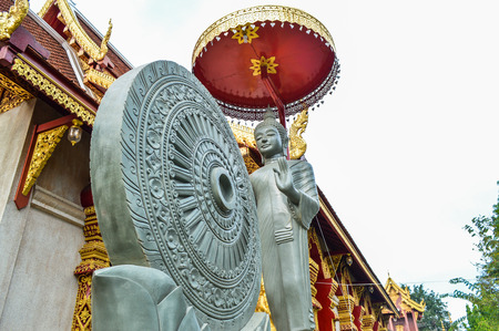 Chiang Rai, Thailand - April 15, 2017 : Songkran is the Thai New Year`s festival. Buddha image in Wat Klang Wieng Templeのeditorial素材