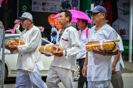 Chiang Rai, Thailand - July 7, 2017 : Candle Festival Parades are paraded around Chiang Rai town.  In Thailand associates with Buddhist agenda called Buddhist Lent.のeditorial素材
