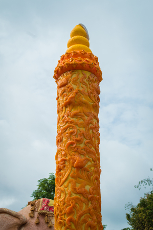 Chiang Rai, Thailand - July 7, 2017 : Candle Festival Parades are paraded around Chiang Rai town.  In Thailand associates with Buddhist agenda called Buddhist Lent. The ornately carved beeswax candles.のeditorial素材