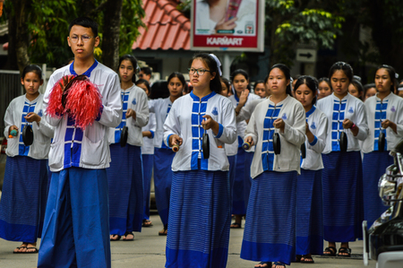 Chiang Rai, Thailand - July 7, 2017 : Candle Festival Parades are paraded around Chiang Rai town.  In Thailand associates with Buddhist agenda called Buddhist Lent.のeditorial素材