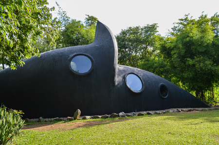 Chiang Rai, Thailand - June 23, 2017 : Baandam Museum (Black House), a place for collecting the local art, created and designed by Thawan Duchanee. Hornbill House.のeditorial素材