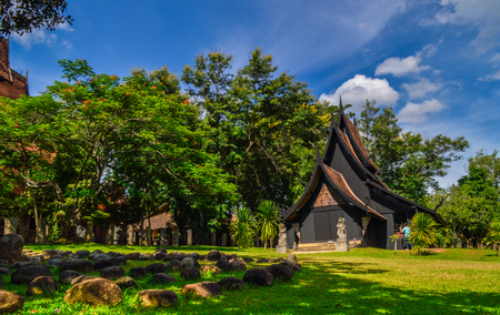 Chiang Rai, Thailand - June 23, 2017 : Baandam Museum (Black House), a place for collecting the local art, created and designed by Thawan Duchanee.のeditorial素材