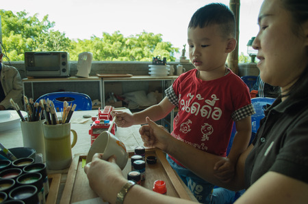 Chiang Rai, Thailand - December 5, 2017: The Colors of Doi Tung Festival returns after last yearâs success, transforming the mountains of Doi Tung. Ceramic painting.のeditorial素材