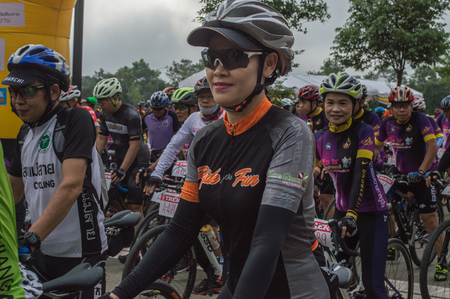 Chiang Rai, Thailand â October 14, 2018: The Governor of Chiang Rai province Prajon Prachsakul led more than 2 thousand of cyclists in the âBike for Chiangrai Gamesâ cycling around Chiang Rai. The people who participate in this event.のeditorial素材