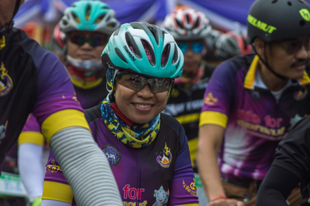Chiang Rai, Thailand â October 14, 2018: The Governor of Chiang Rai province Prajon Prachsakul led more than 2 thousand of cyclists in the âBike for Chiangrai Gamesâ cycling around Chiang Rai. The people who participate in this event.のeditorial素材
