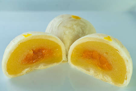 Traditional Chinese pastry, mooncake with salted egg yolk