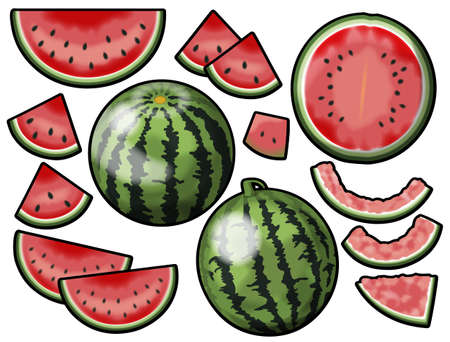 Various red watermelons (with main line)の写真素材