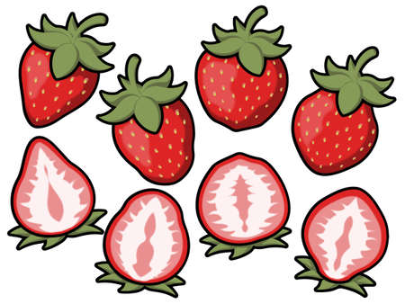 Strawberries of various shapes (with main line)の写真素材