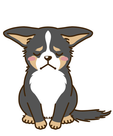 Grieving chihuahua(tricolor)のイラスト素材