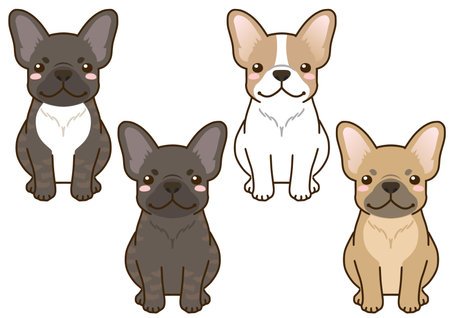 French bulldog with various coat colorsのイラスト素材