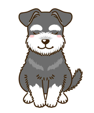 Schnauzer greeting(black and silver)のイラスト素材