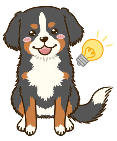 Bernese Mountain Dog that come up with an ideaのイラスト素材