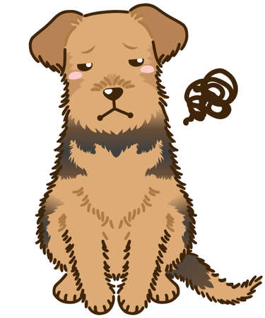 Dissatisfied Airedale Terrier(welsh terrier)のイラスト素材