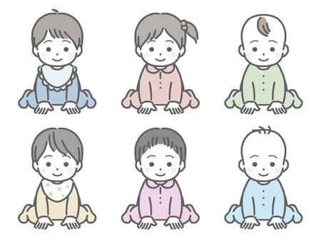 Babies crawlのイラスト素材