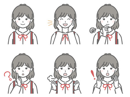 Girl's upper body set to askのイラスト素材