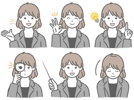Young woman in suit explainingのイラスト素材