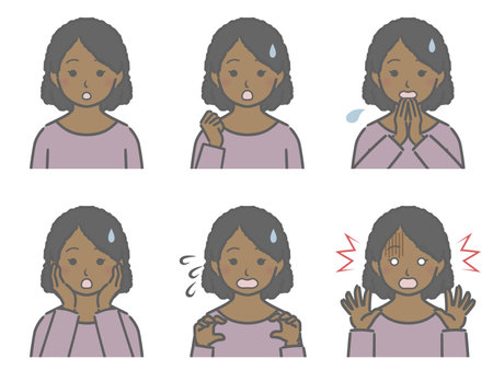 Various expressions of black girlのイラスト素材