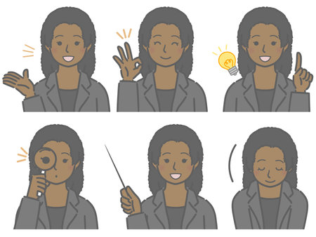 Young black woman in suit commentaryのイラスト素材