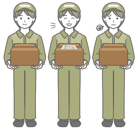Young male worker with cardboardのイラスト素材