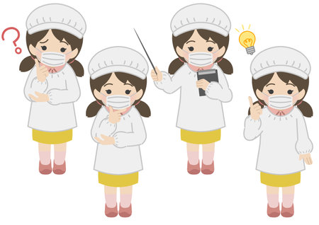Girl on duty at school lunch explainingのイラスト素材