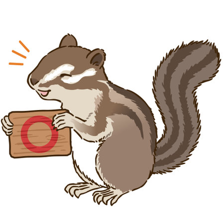 Chipmunk holding a sign depicting a circle markのイラスト素材