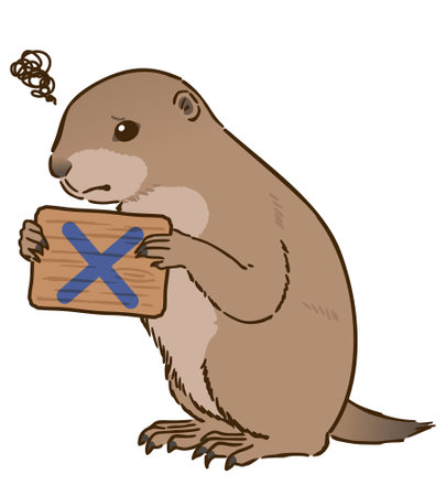 Prairie dog with a sign depicting a crossのイラスト素材