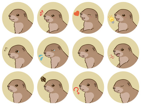 Prairie dog expression icon setのイラスト素材