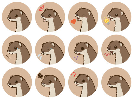 Stoat (summer hair) expression icon setのイラスト素材