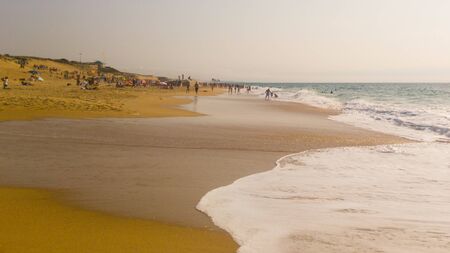 Summertime beach view on a hot day in Labenne, Franceの写真素材