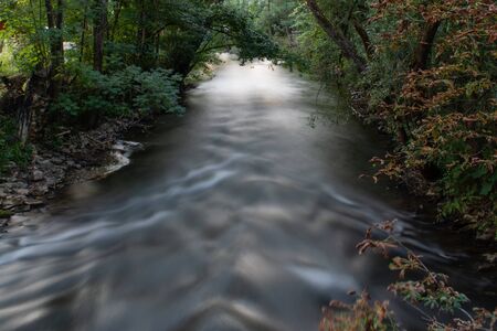 Long exposure photo of River Pegnitz in Germany, Hersbruckの写真素材