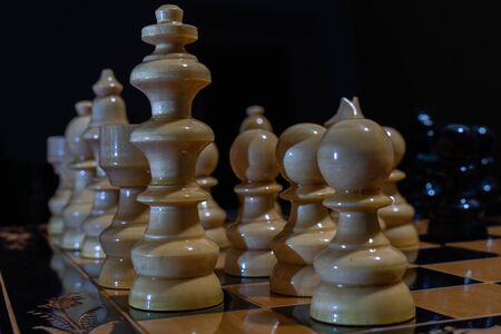 Chess pieces with dark backgroundの写真素材