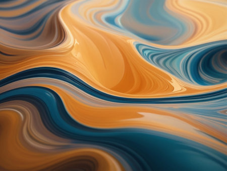 Abstract background with smooth lines and waves in orange and blue colorsの素材