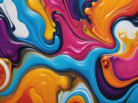 Abstract background of colorful oil paint swirlsの素材