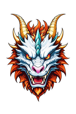 Dragon head color mascot isolated on white backgroundの素材