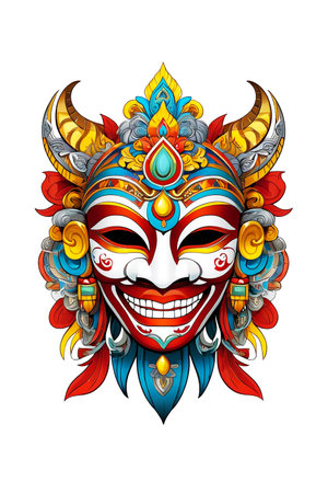 Colorful masks on a white backgroundの素材