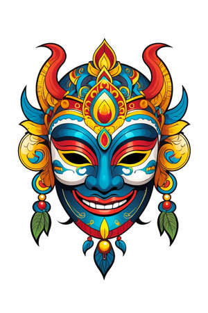 Colorful masks on a white backgroundの素材