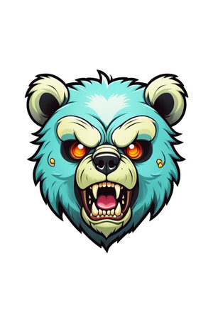 Illustration of an angry bear head on a transparent backgroundの素材