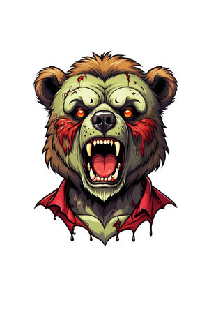 Illustration of an angry bear head on a transparent backgroundの素材