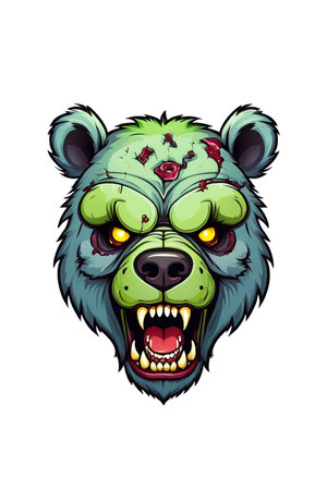 Illustration of an angry bear head on a transparent backgroundの素材