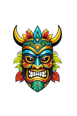 Image of a Tiki idol's face on a transparent backgroundの素材