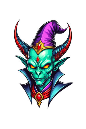 Illustration of a devil's head on a transparent backgroundの素材