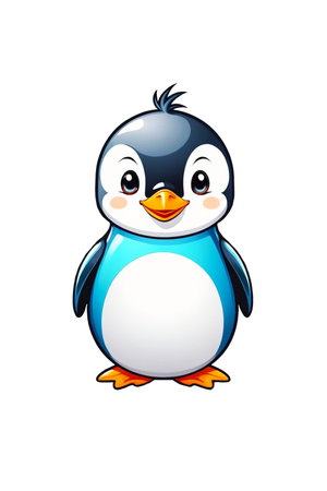 Cute cartoon penguin isolated on transparent backgroundの素材