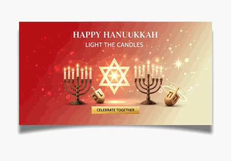 Happy Hanukkah (Jewish New Year) greeting card designのイラスト素材