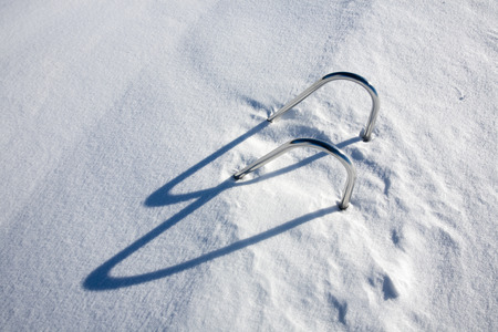 Swimming pool hand-rails at winter, Finlandの写真素材